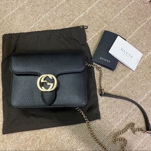 Gucci Crossbody New Interlocking black Leather Bag